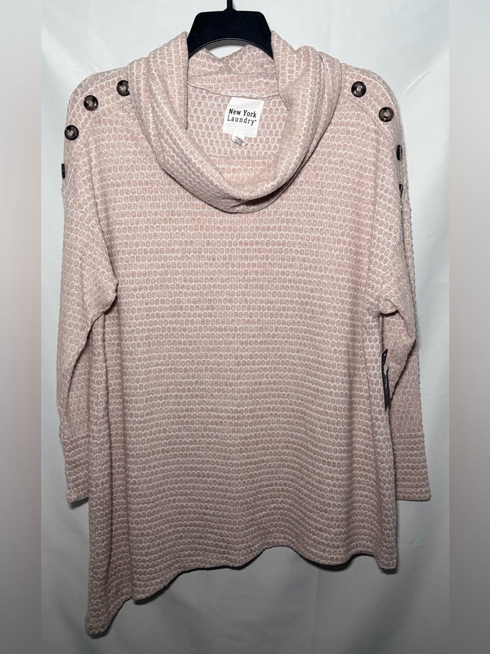 New York Laundry Cowl Neck Waffle Knit Asymmetrical Top Women’s Plus 1X